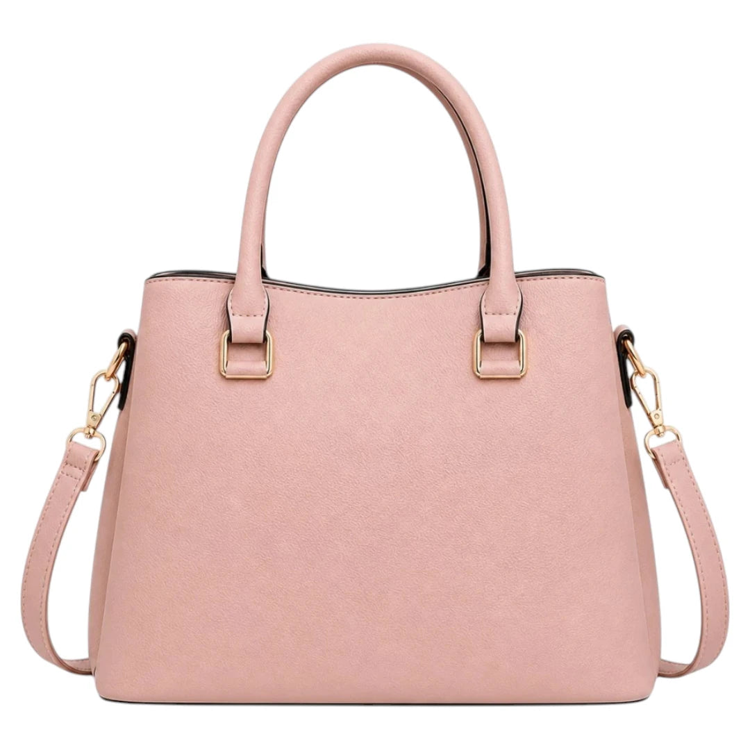 Bagzan Elegant Blush Pink Leather Handbag with Tassel Shoulder Strap