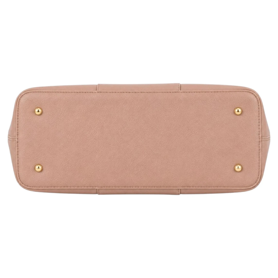 Bagzan Elegant  Pink Structured Handbag with Gold Accents